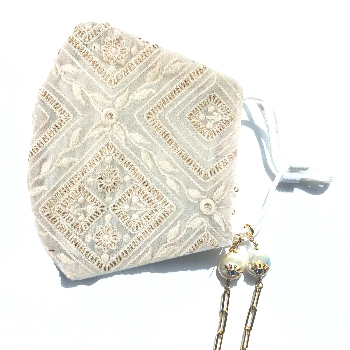 PRIYA Embroidered Off-White Face Mask