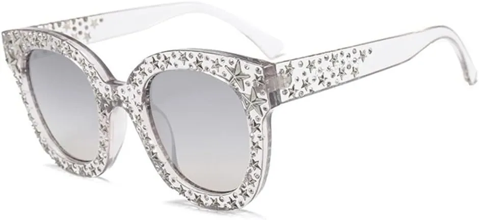 Shiny Many Stars Sunglasses Women Glasses Designer Fashion Cat Eye Female Shades UV Protection