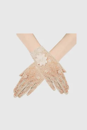 Short Floral Lace-Embellished Gloves