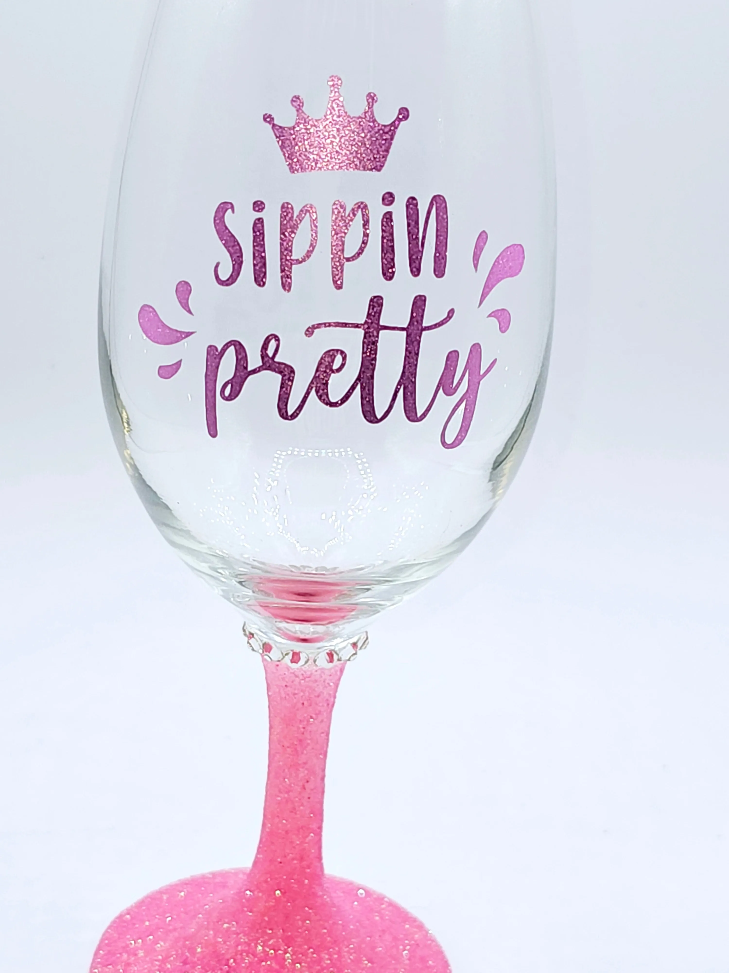 Sipping Pretty Wine wine glass with pink stem
