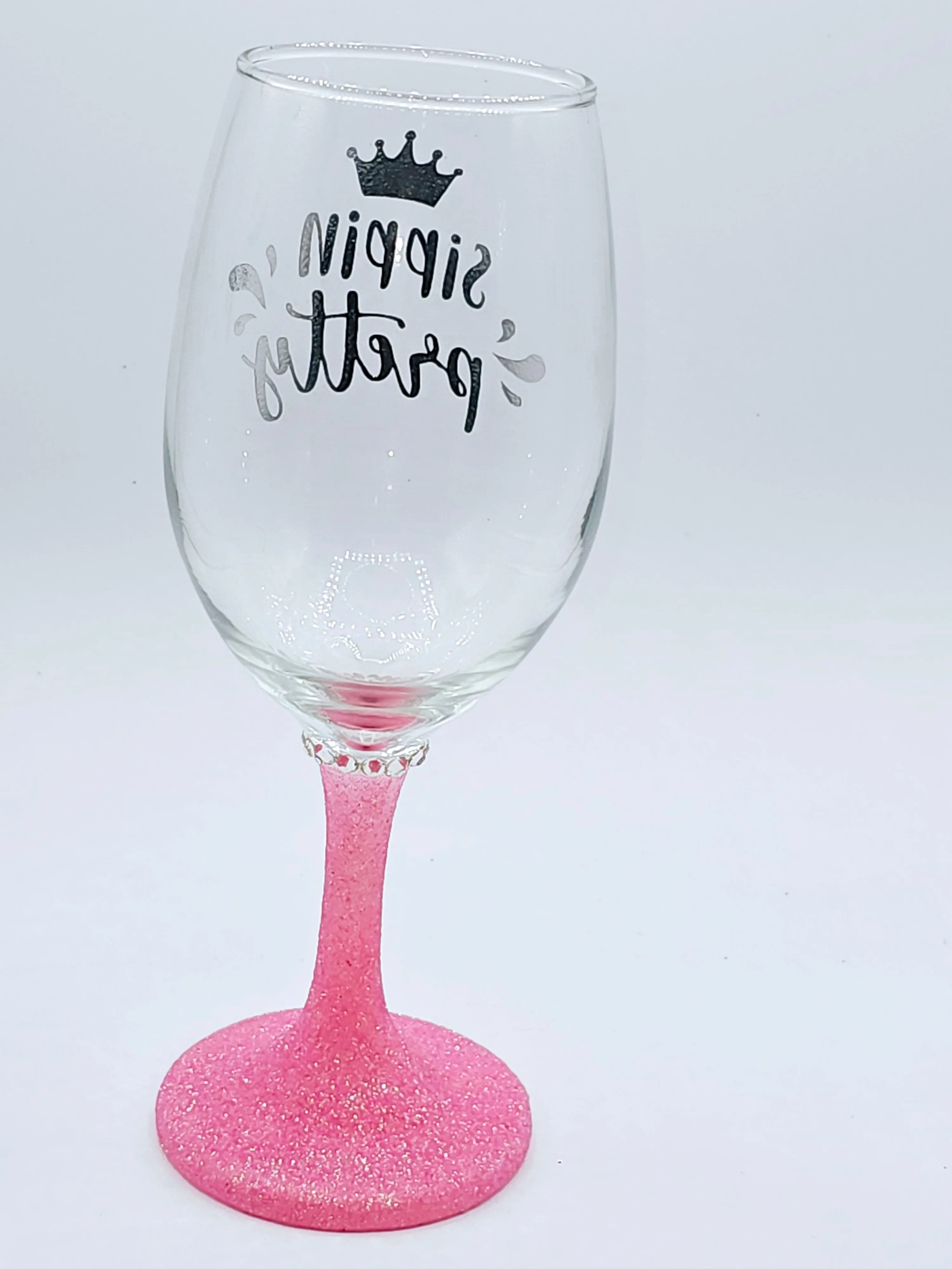 Sipping Pretty Wine wine glass with pink stem