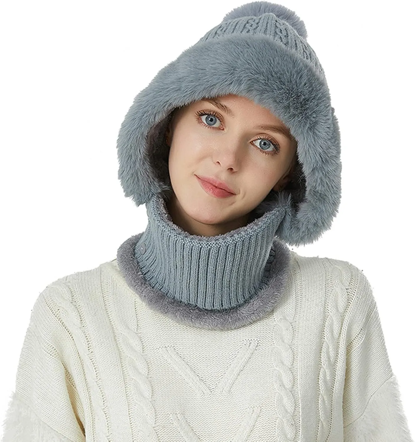 Ski Cap for Men and Women Windproof Winter Cap Neck Warmer Winter Hats Scarf Set Neck Warmer Warm Soft Hat