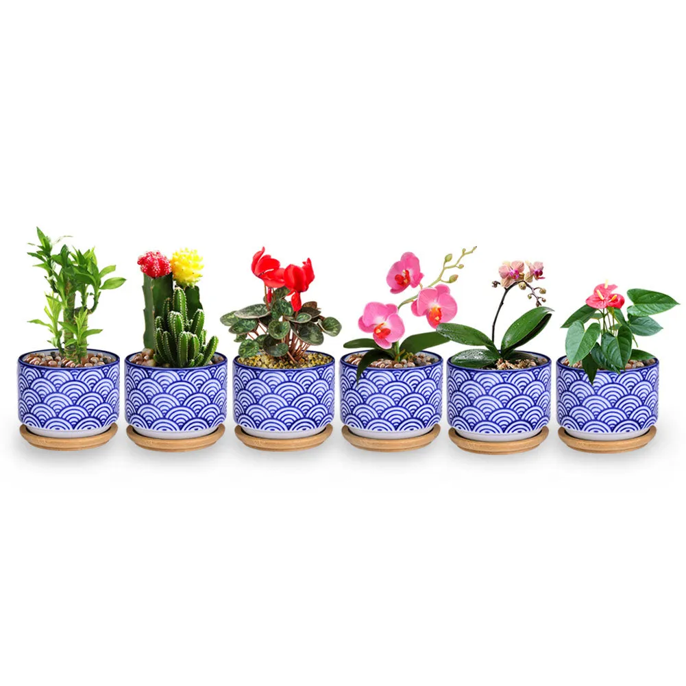 Small Glazed Ceramic Decorative Flower Pots