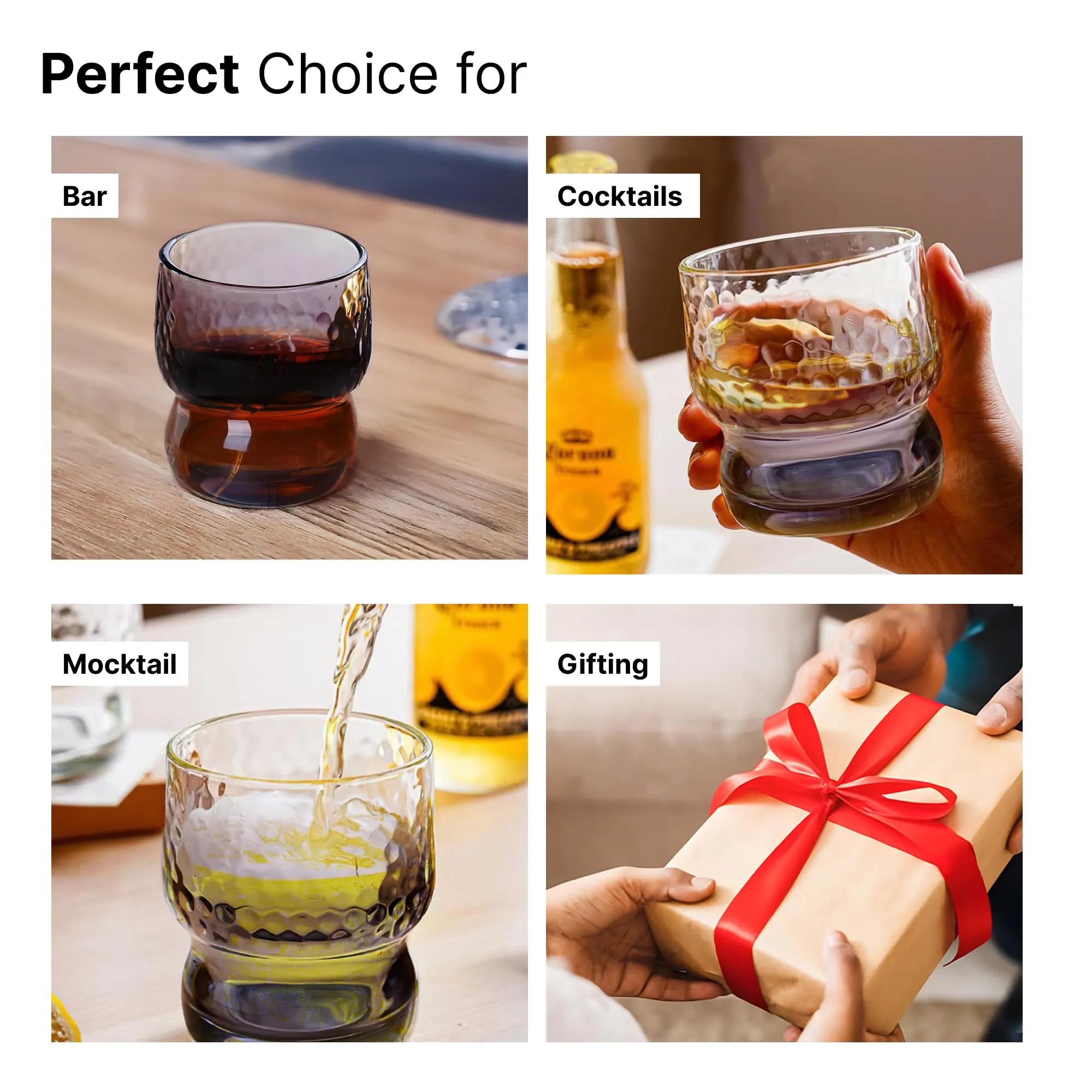 The Better Home Zest Juice Glasses Set of 2 (300ml Each) | Water Glasses | Cold Drink Glass | Lead Free Drinking Glasses | Kitchen Gift Items | Kaanch Ke Glass | Housewarming Gifts (Ash-Grey)