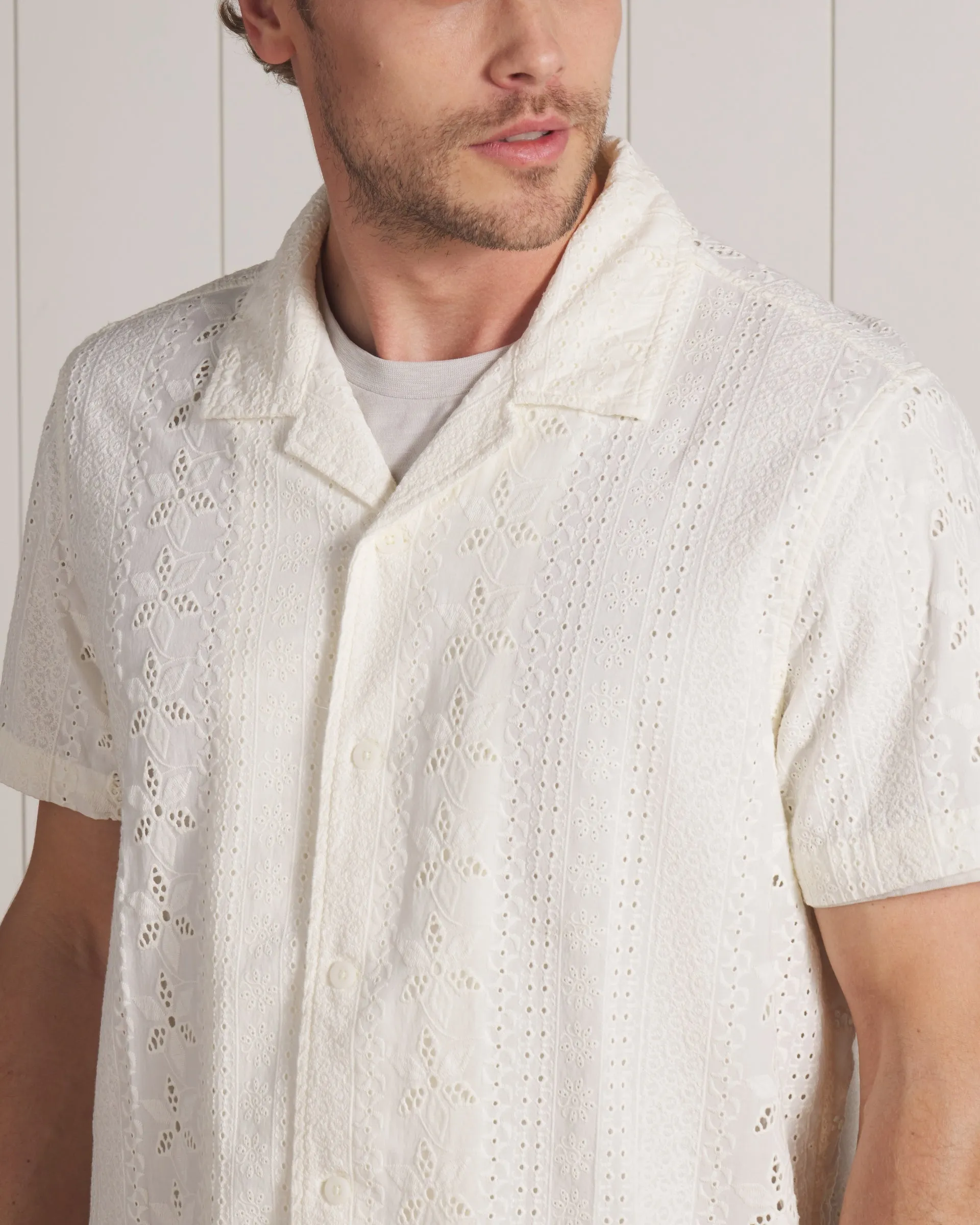 The Resort Embroidered Shirt - Ecru