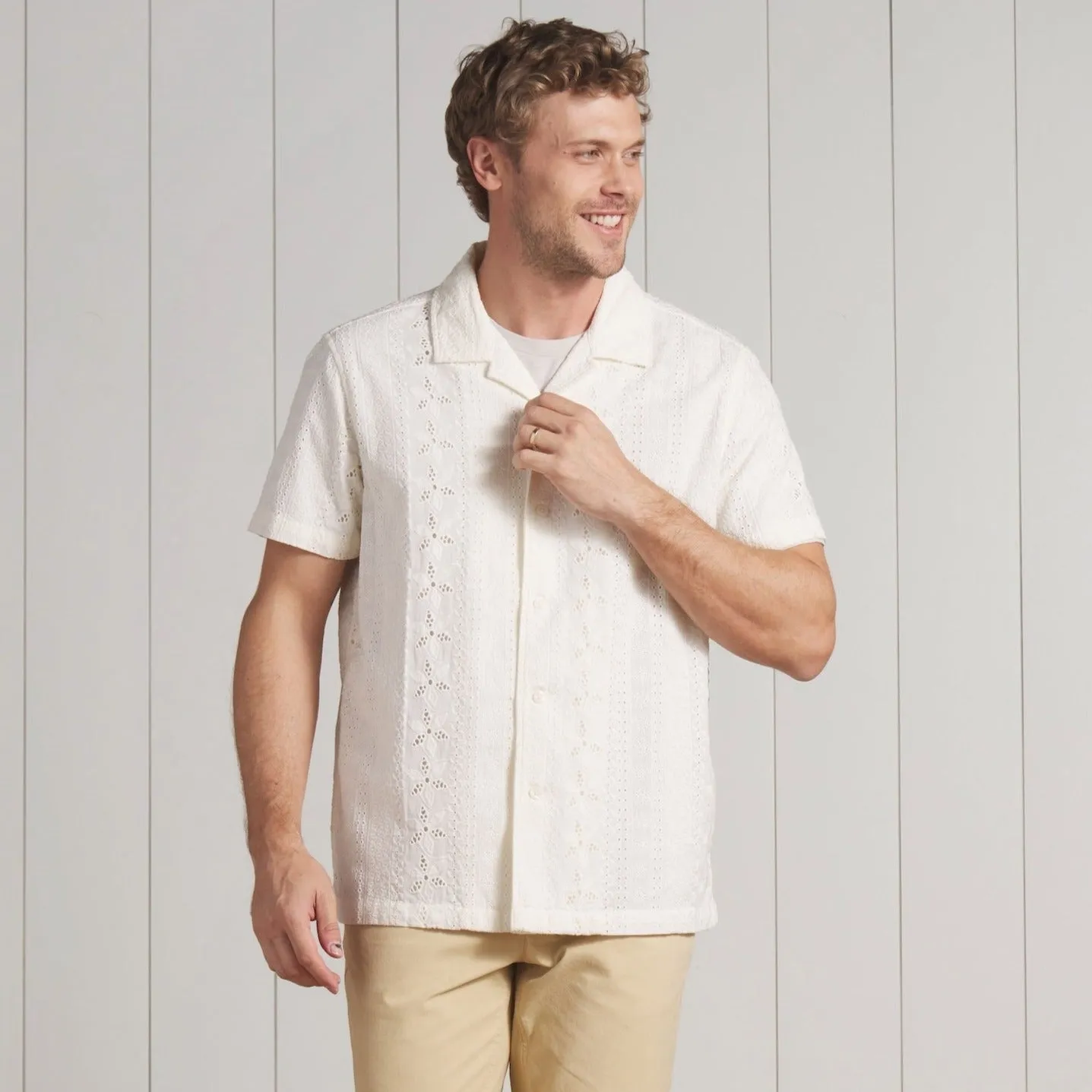 The Resort Embroidered Shirt - Ecru