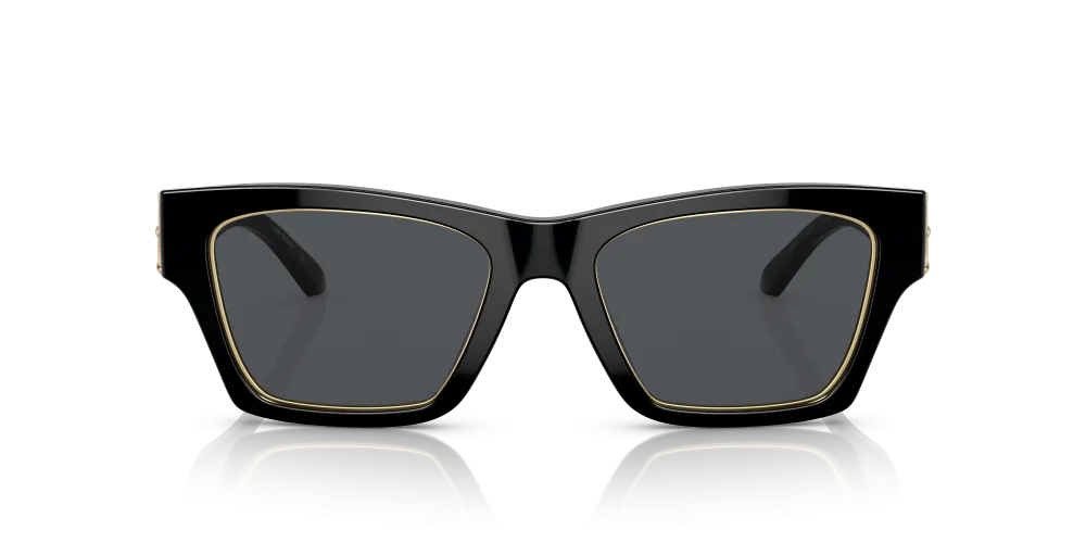Tory Burch Rectangle Wayfarer Non-Polarized Sunglasses - Black/Solid Gray