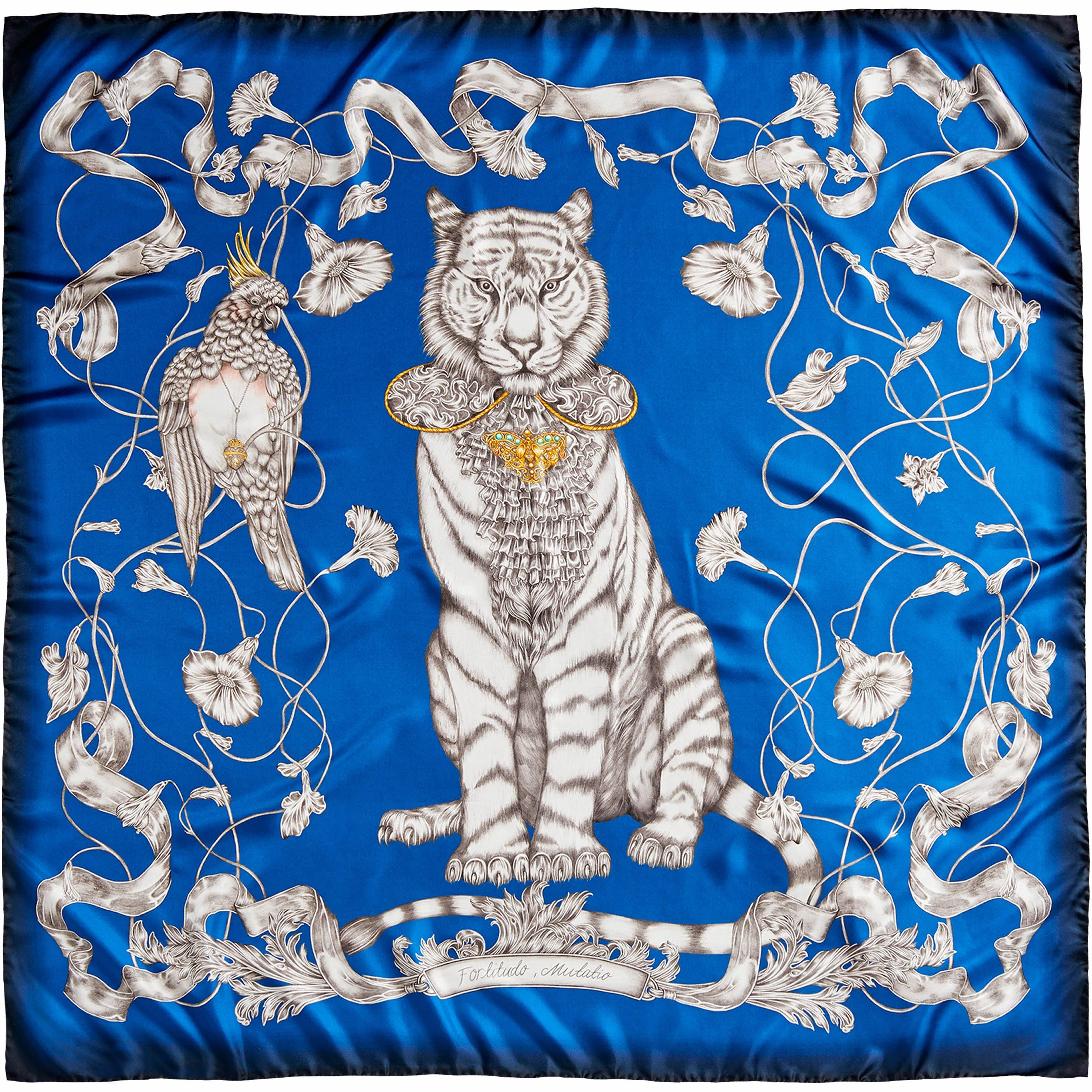 Totem Tiger Silk Scarf Blue