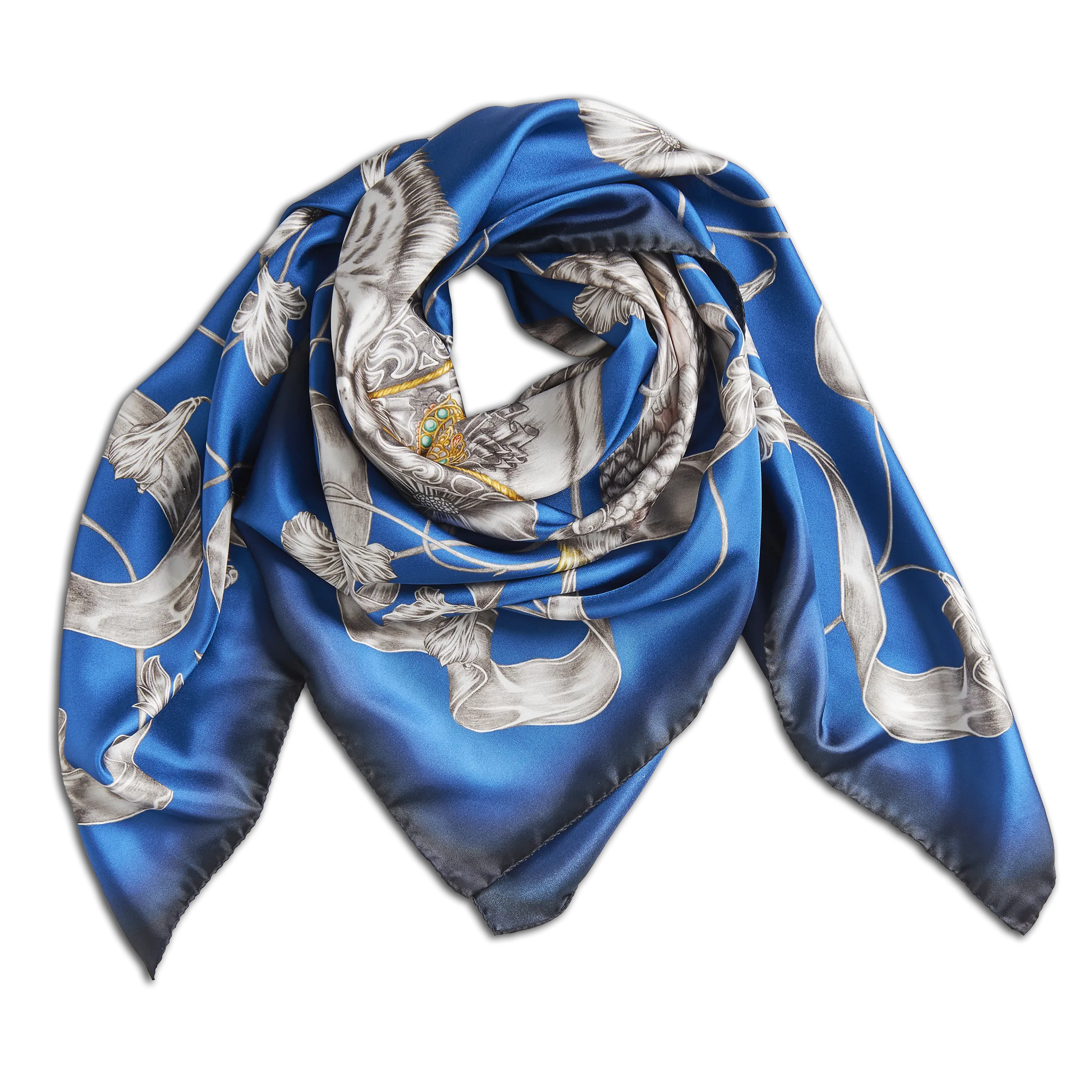 Totem Tiger Silk Scarf Blue