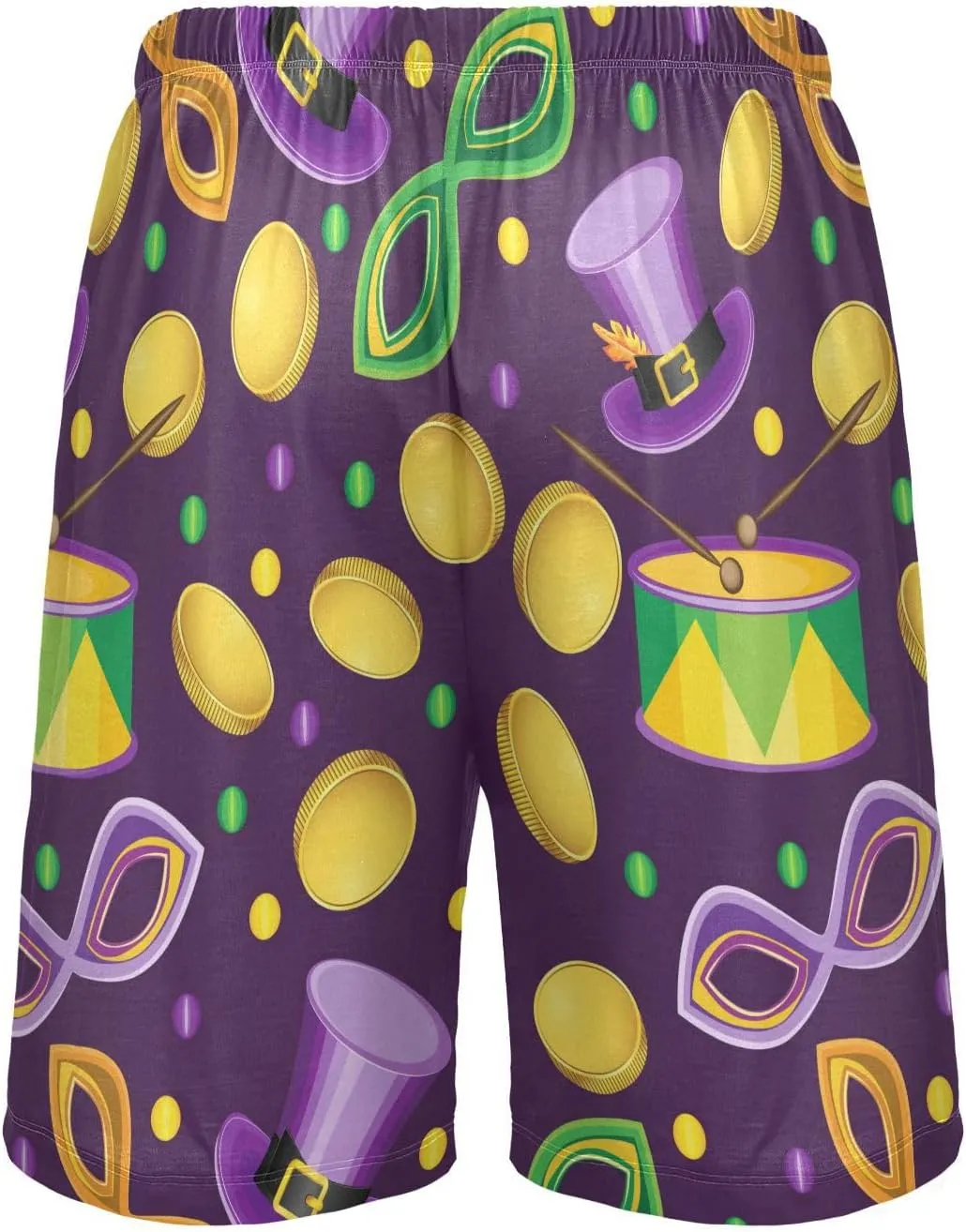 Vdsrup Mens Pajama Shorts Hats Mardi Gras Sleep Shorts Men Masks Pajama Bottoms With Pockets Drawstring Lounge S