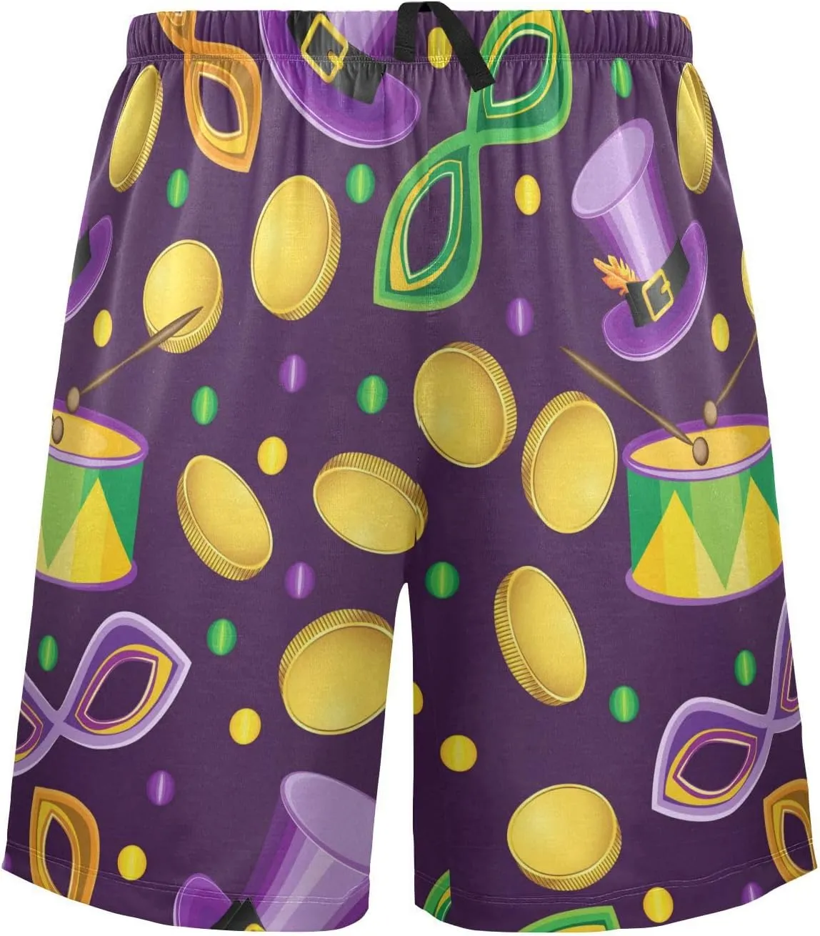Vdsrup Mens Pajama Shorts Hats Mardi Gras Sleep Shorts Men Masks Pajama Bottoms With Pockets Drawstring Lounge S