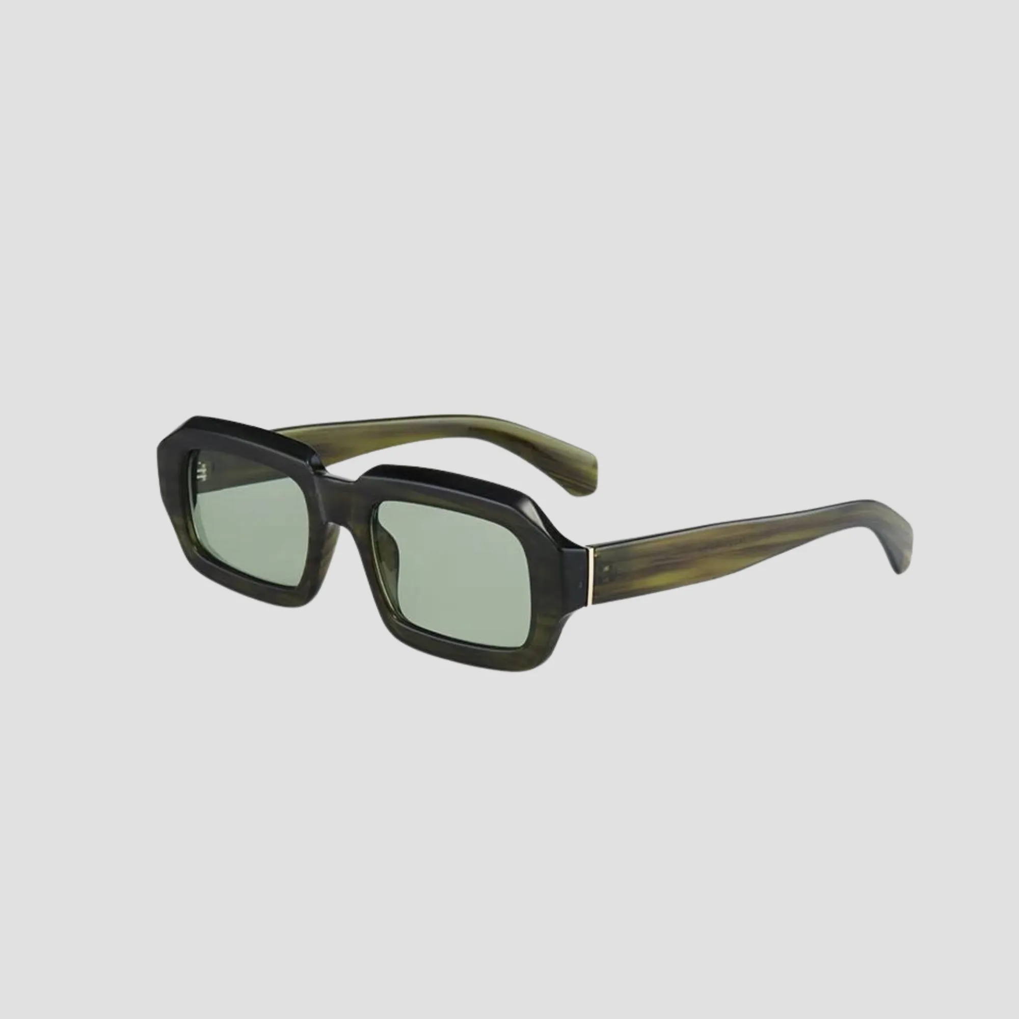 Vintage Olive Tint Rectangle Sunglasses - Unisex
