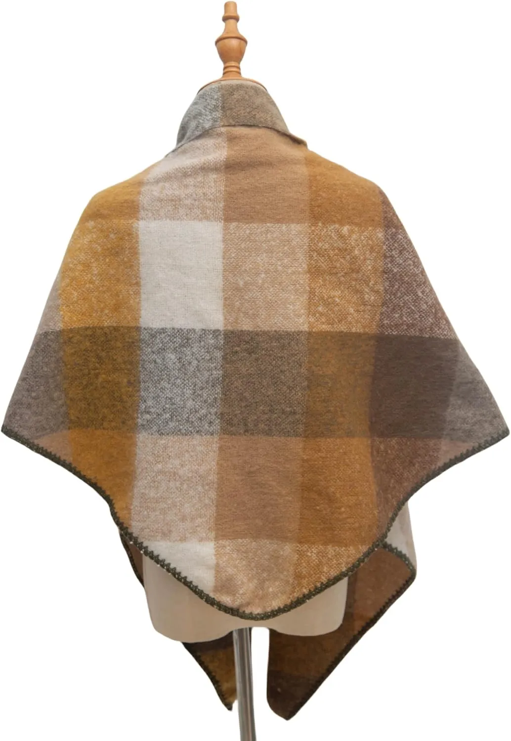 Wander Agio Women Fashion Shawl Warm Long Winter Wrap Scarves Cashmere Soft Feel Plaid Triangle Scarf