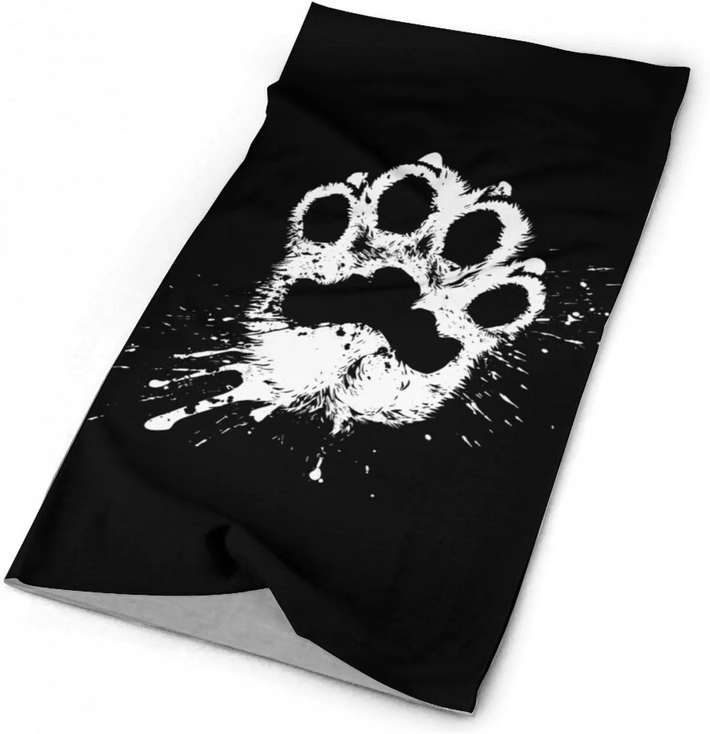 White Paw Print Handprint Splash Bandanas for Men Turban Seamless Neck Gaiter Windproof Face Mask Cover Cold Weather Scarf