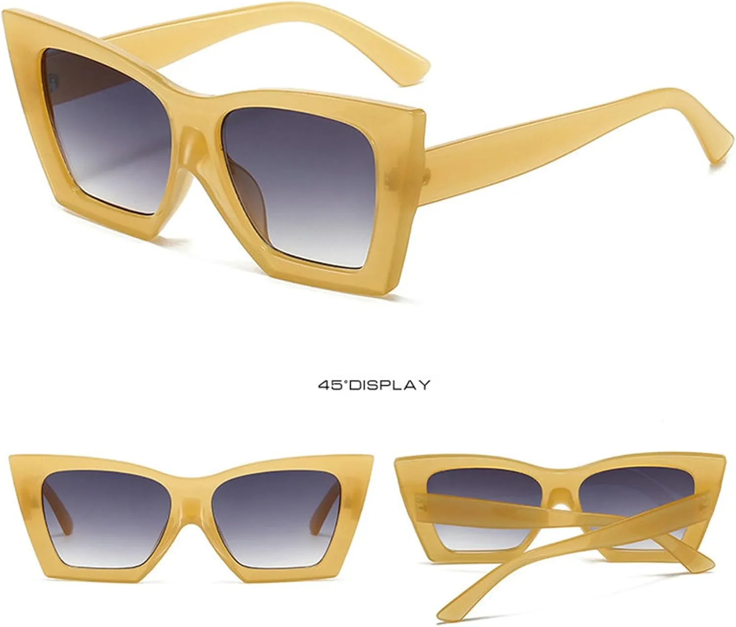 willochra Vintage cat eye Sunglasses Women Men Fashion Square Big Frame Sun Glasses Female Designer Retro Shades