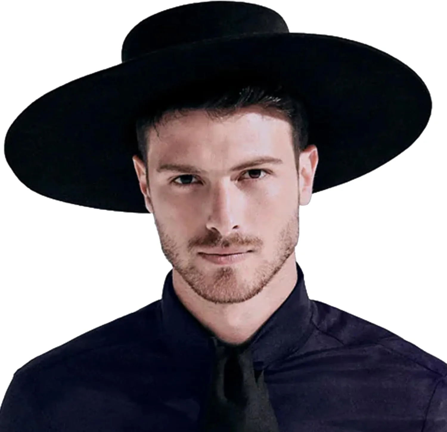 Women 3.75in-Large-Brim Felt-Fedora-Hat Flat-Top Derby-Cap Pork-Pie Boater-Hat Flat-Brim Church-Hat Wedding-Party Size:S/M
