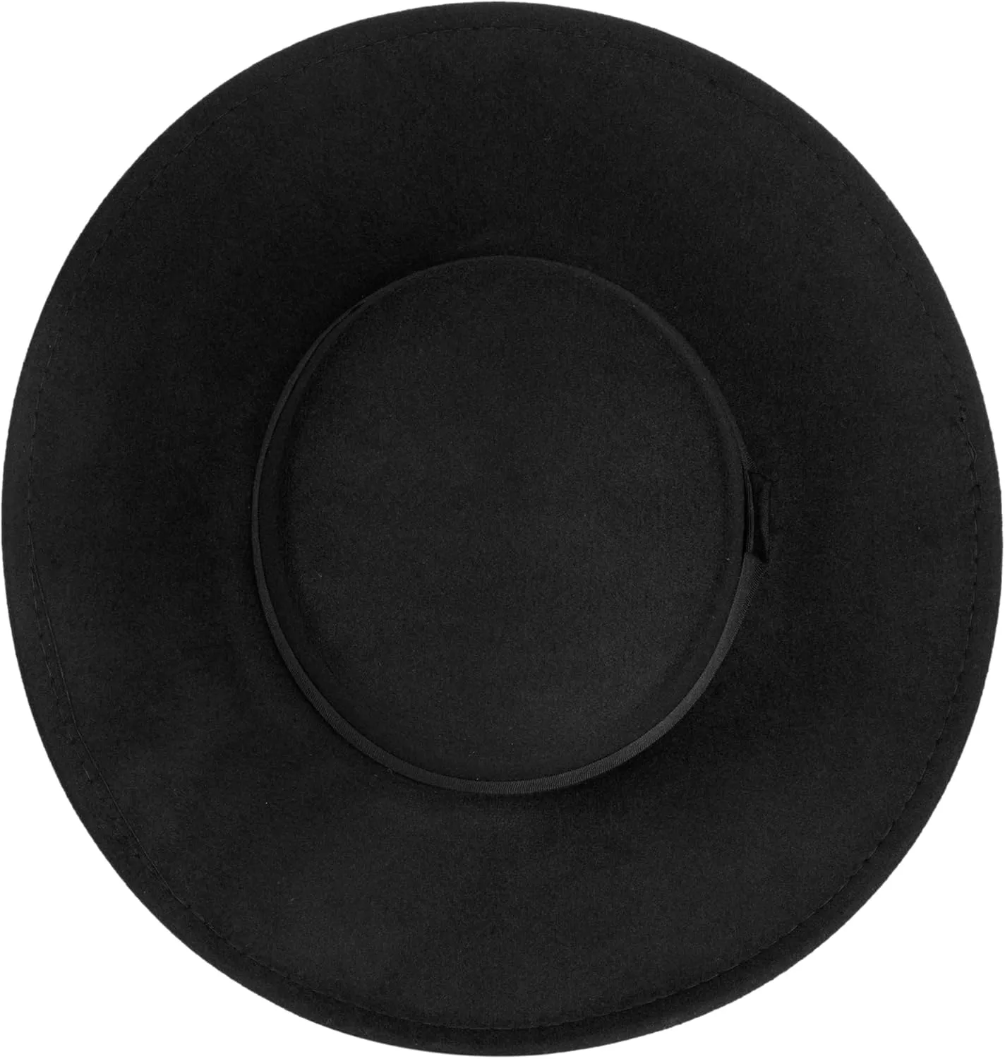 Women 3.75in-Large-Brim Felt-Fedora-Hat Flat-Top Derby-Cap Pork-Pie Boater-Hat Flat-Brim Church-Hat Wedding-Party Size:S/M