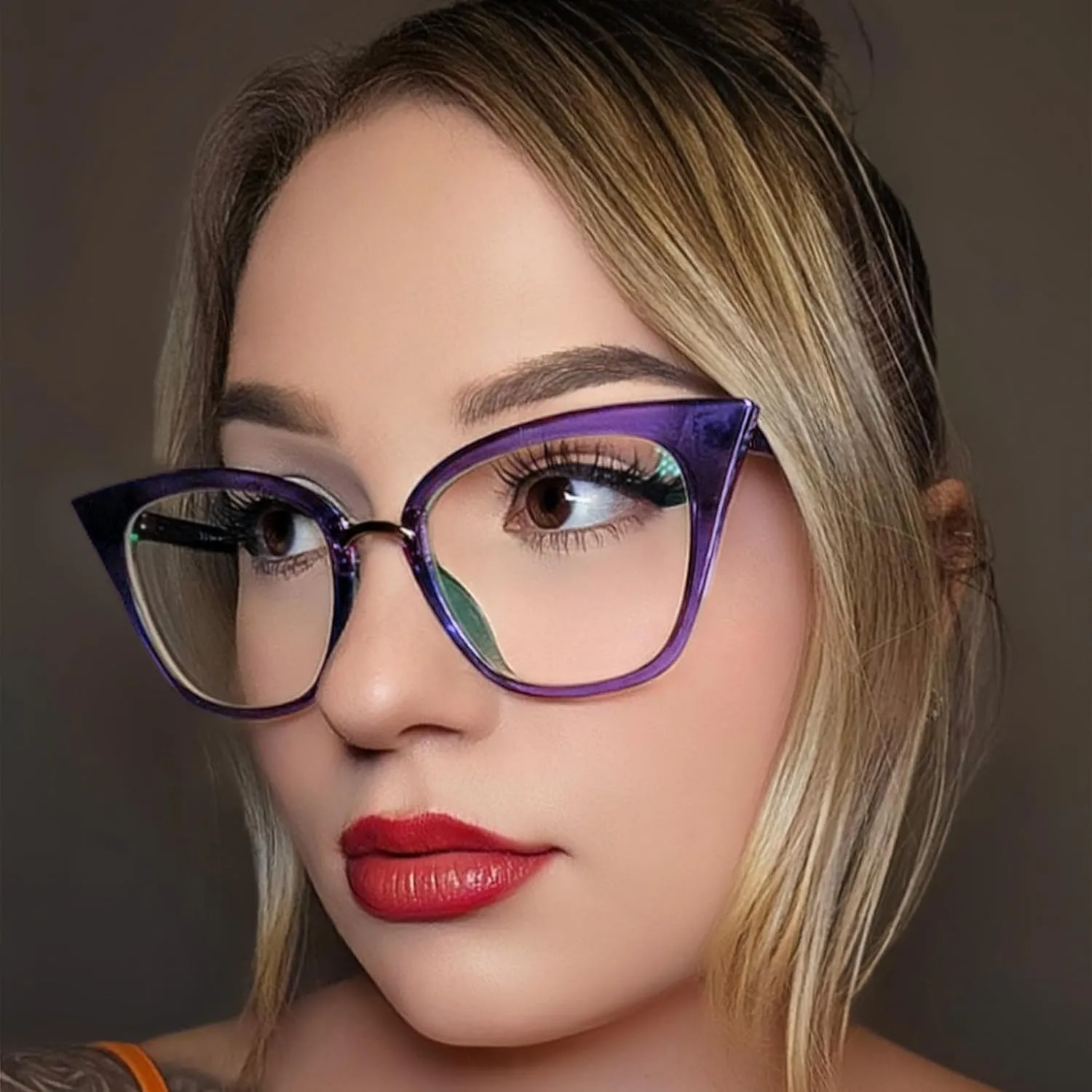 Zeelool Reader Blue Light Blocking Reading Glasses for Women Cat Eye Purple Computer Reading Glasses ZJGX001899-07