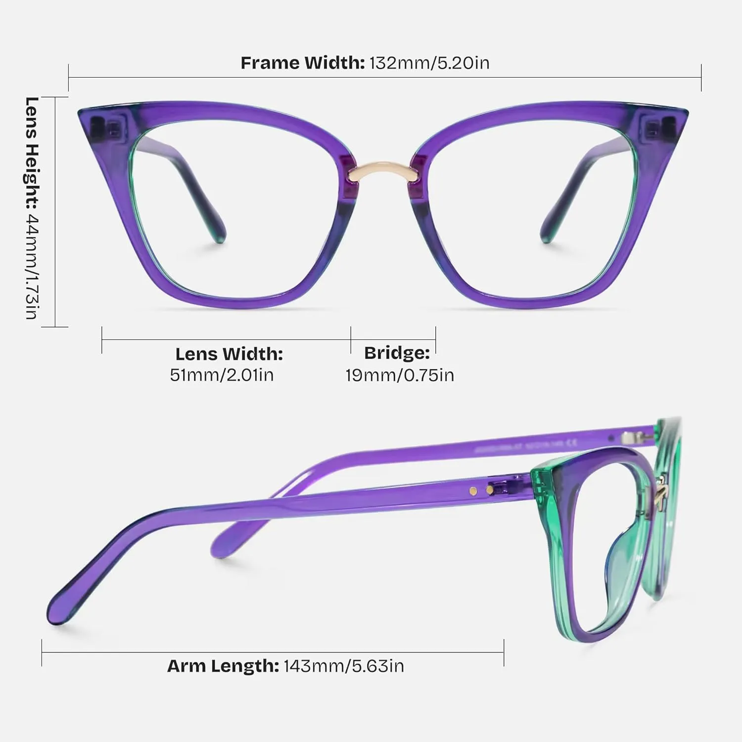 Zeelool Reader Blue Light Blocking Reading Glasses for Women Cat Eye Purple Computer Reading Glasses ZJGX001899-07