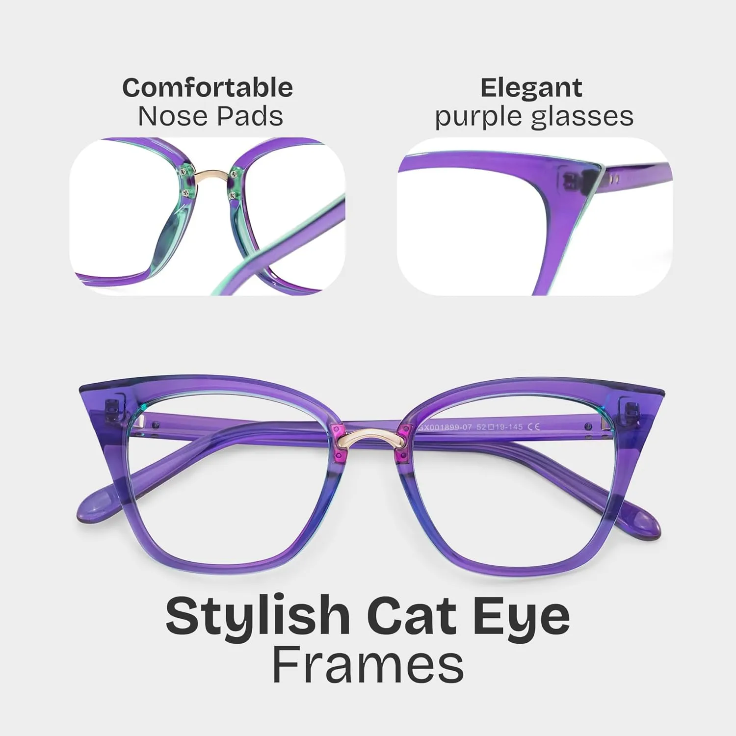 Zeelool Reader Blue Light Blocking Reading Glasses for Women Cat Eye Purple Computer Reading Glasses ZJGX001899-07