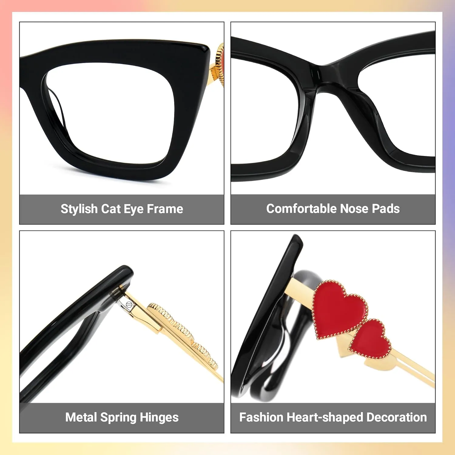 Zeelool Stylish Cat Eye Glasses Frame for Women with Non-prescription Clear Lens Cagle ZJGX143665
