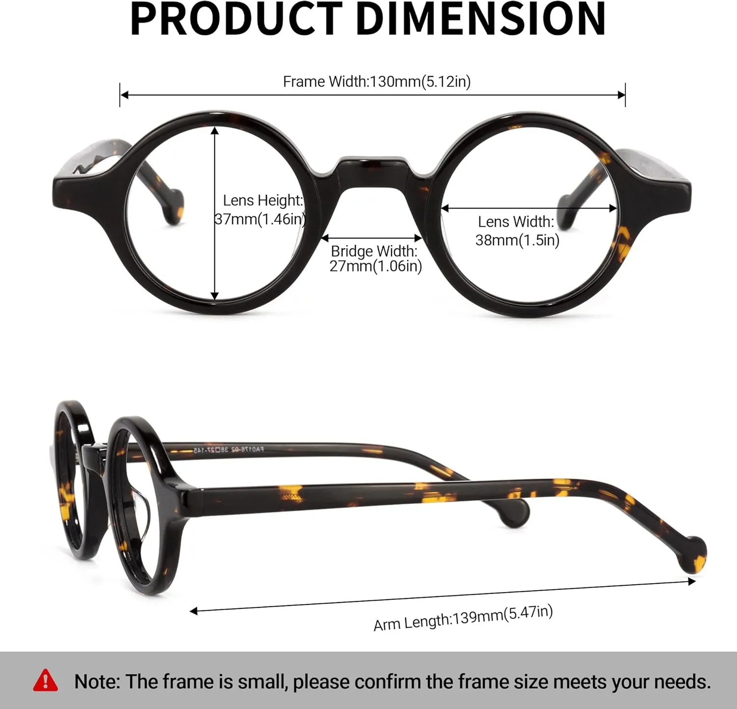 Zeelool Vintage Small Round Blue Light Blocking Glasses for Men Women Wood Grain Acetate Eyewear Arale FA0176