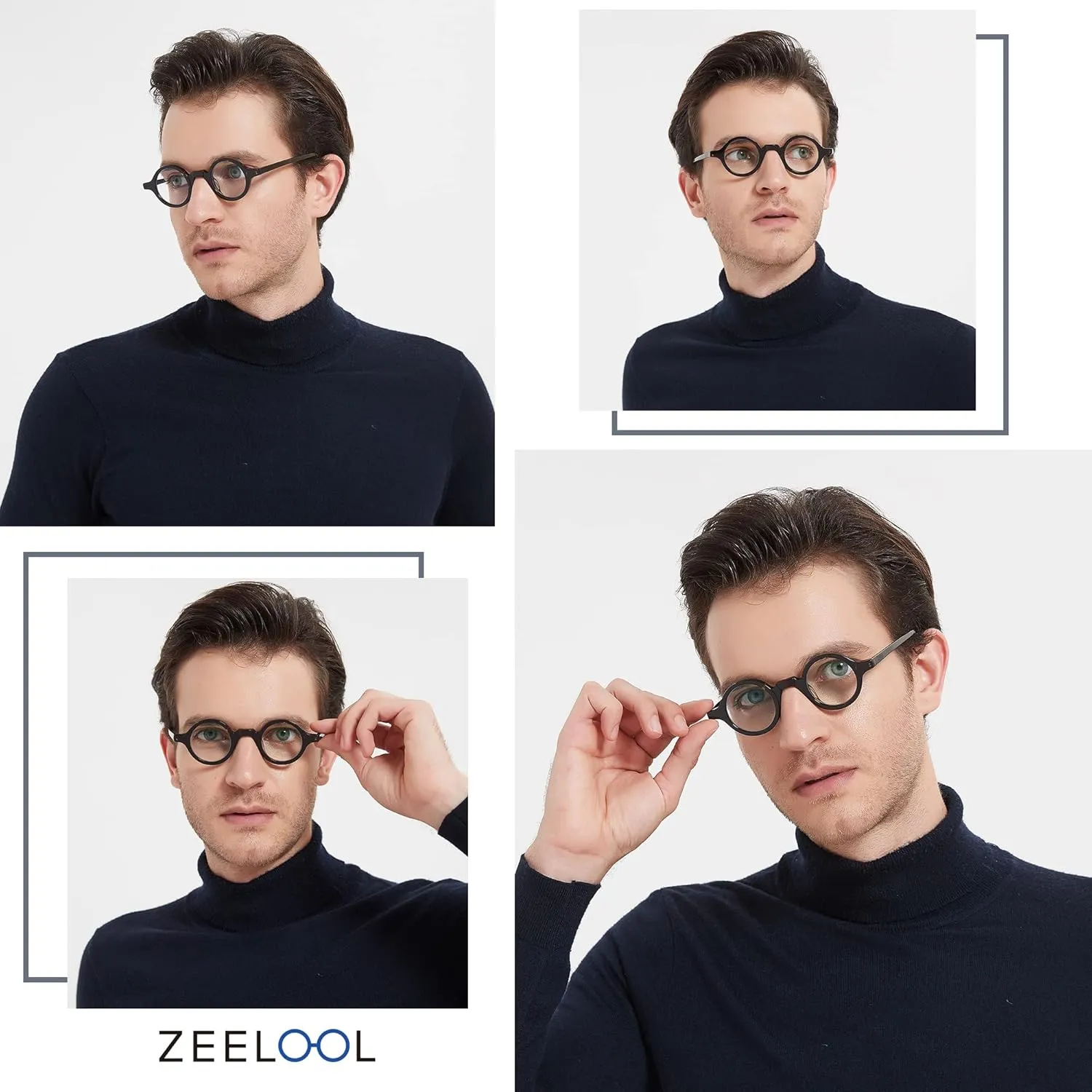 Zeelool Vintage Small Round Blue Light Blocking Glasses for Men Women Wood Grain Acetate Eyewear Arale FA0176
