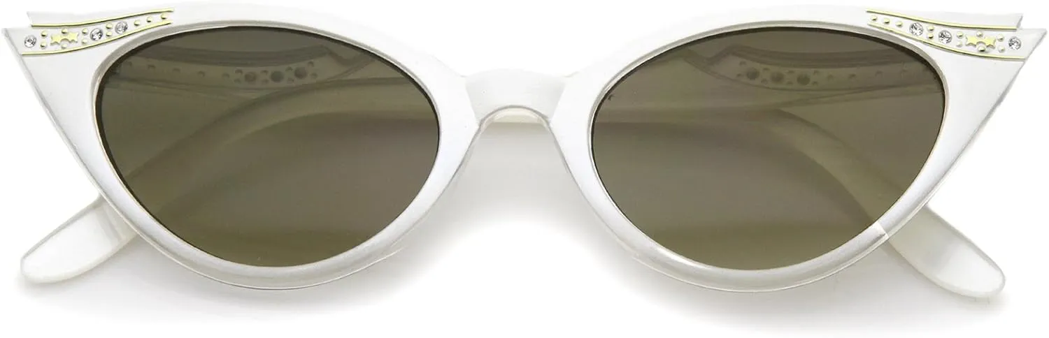zeroUV Women's Retro Rhinestone Embellished Cat Eye Sunglasses 51mm