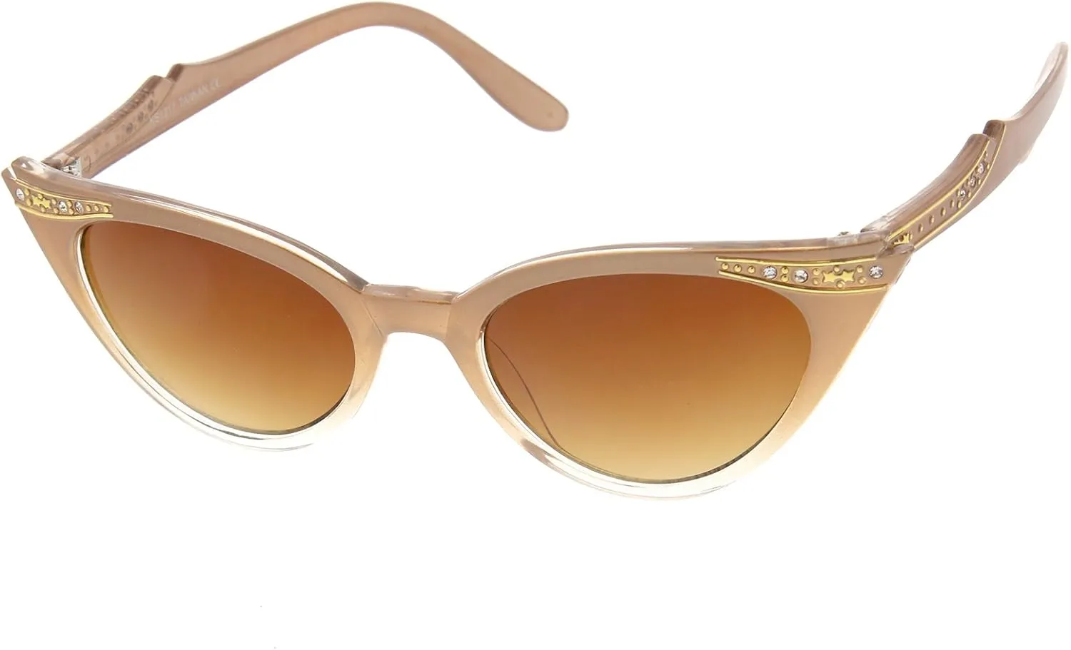 zeroUV Women's Retro Rhinestone Embellished Cat Eye Sunglasses 51mm
