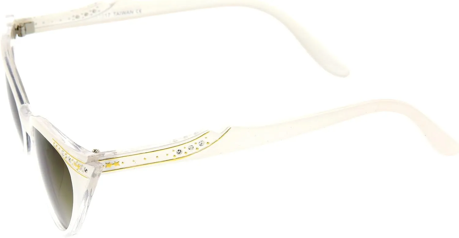zeroUV Women's Retro Rhinestone Embellished Cat Eye Sunglasses 51mm