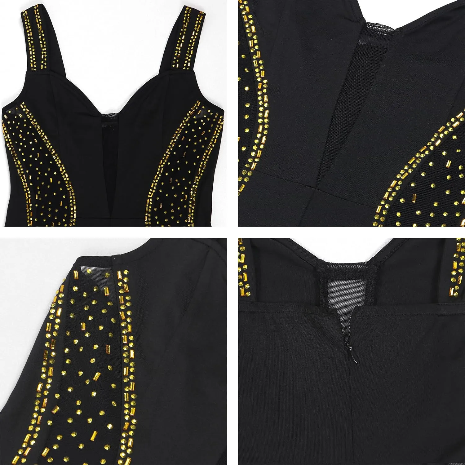 Zoctuo Women's Sexy Elegant Sparkly Rhinestone Bodycon Jumpsuits Mesh See Through Rompers Party Club Night Outfits